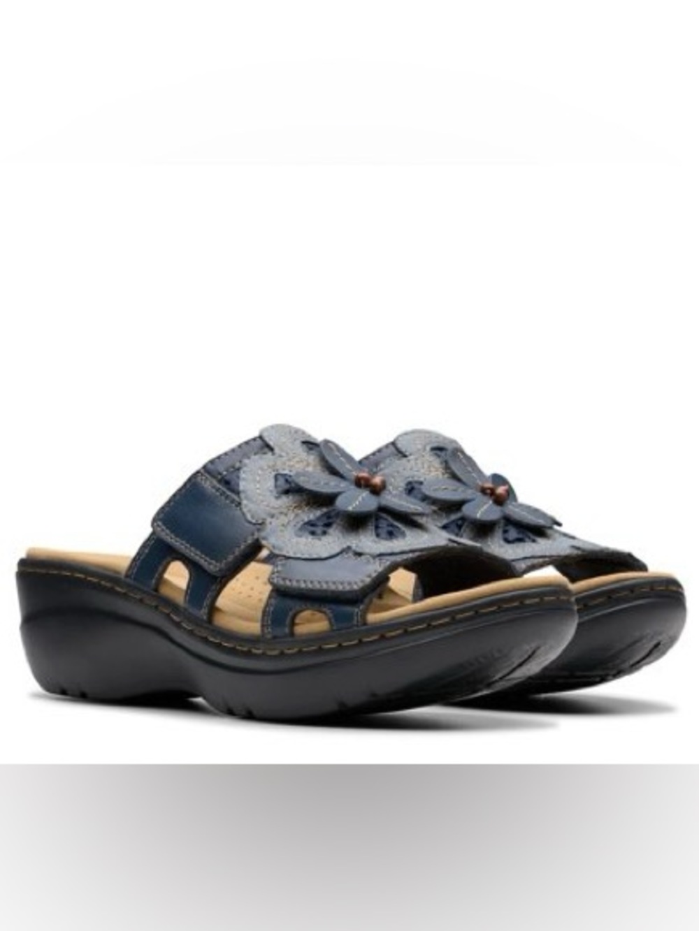 NEW! Clarks Merliah Belle Leather Wedge Sandals. 10M. - Picture 1 of 15